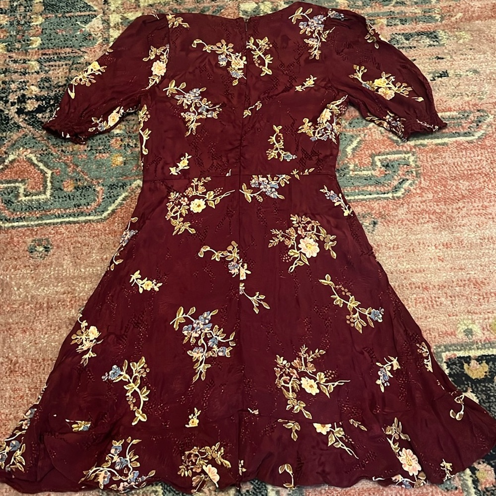 Anthropologie Burgundy Floral Mini Dress - Picture 5 of 5